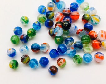 64pcs - 6mm Round Glass Millefiori Beads Glass Murano Lampwork Beads NOS