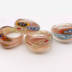 Light Pink Millefiori Glass Ring Murano Glass Ring Lamp Work Ring