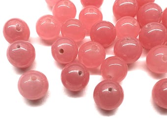 20pcs Vintage 8mm Pink Quartz Cherry Brand Beads Made in Japan