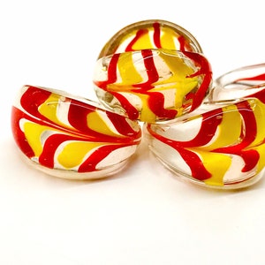 Vintage Orange & Yellow Pop Art Glass Millefiori Ring Murano Glass LampWork