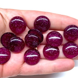 20pcs Large 18mm Magenta Pink Glitter Round Cabochons Domed Flatback