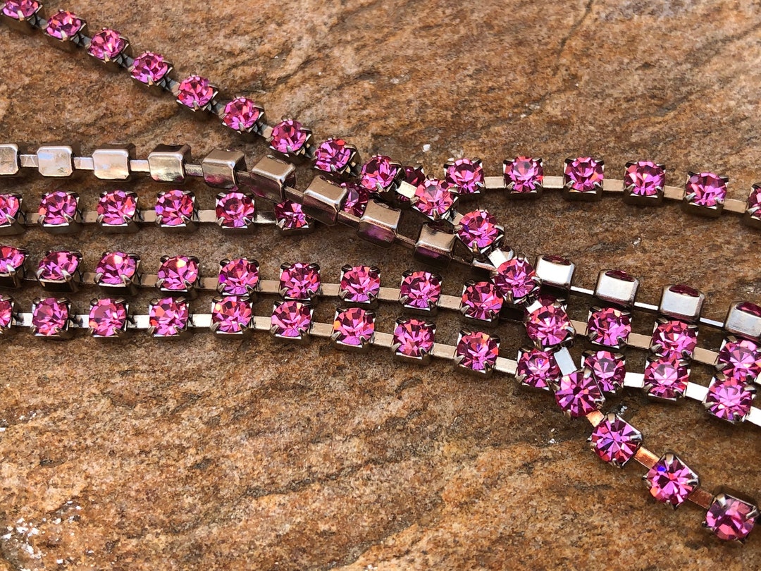 Vintage Small Swarovski Rose Pink Rhinestone Chain SS6.5 (2mm) 83 ...