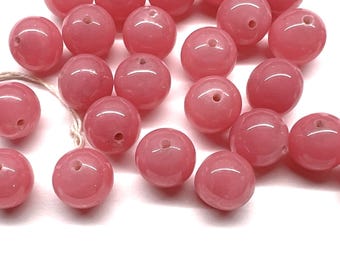 26pcs Vintage 11mm Pink Quartz Cherry Brand Beads Made in Japan