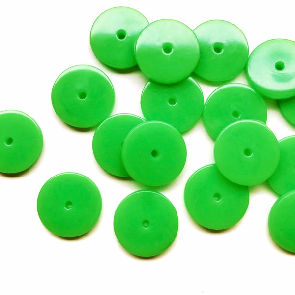 Vintage Green Acrylic Flat Disk Beads Mixed Coin Colorful Y2K Mod 90’s Rave Jewelry