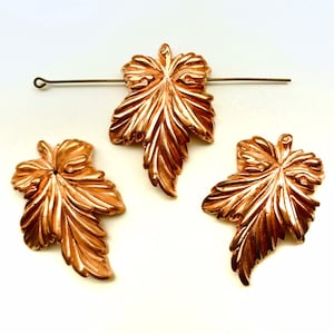 6pcs Large Vintage Copper Plated Leaf Pendants Copper Leaves Charms Pendant Jewelry Making