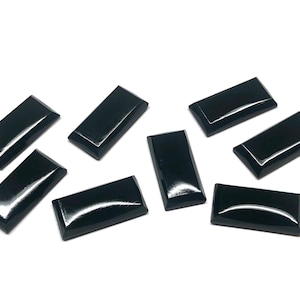 8pcs Vintage Czech Jet Black Rectangular Cabochons 20mm Flat Back Smooth top Jewels Rhinestones Gems