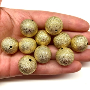 6pcs Large Gold Metal Stardust Beads