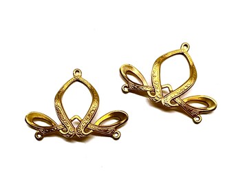 3pcs Vintage Brass Ribbon 3 way Connectors