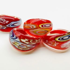 Red Millefiori Glass Ring Murano Glass Ring Lamp Work Ring