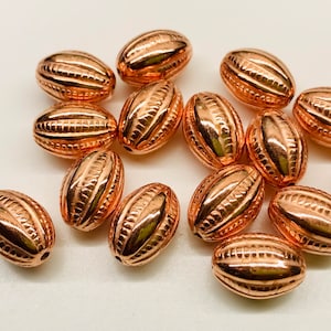 20pcs 13mm Vintage Ripped Oval Copper Plated Round Beads Copper Jewelry Making