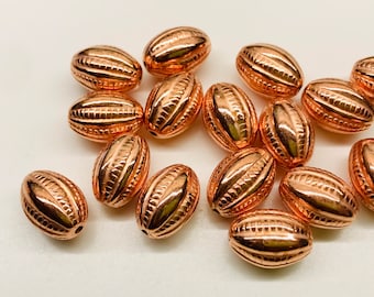 20pcs 13mm Vintage Ripped Oval Copper Plated Round Beads Copper Jewelry Making