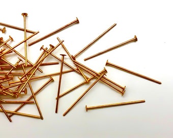50-100-200 1" inch Brass Gold Head Pins, Pins for Beading, Beading Supplies