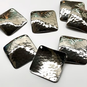 8pcs Siber Plated Hammered Wavy Square Findings Jewelry Supplies Charms Pendants Earrings