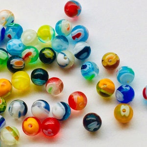 100pcs - 4mm Round Glass Millefiori Beads Glass Murano Lampwork Beads NOS