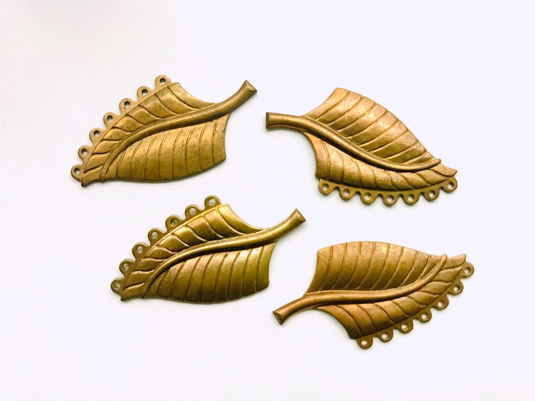 Vintage Brass Metal Leaf Chandelier Earring Stampings 7 Loop Etsy