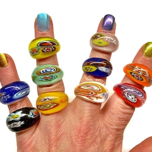 10pcs Colorful Millefiori Murano Glass Rings Colorful Glass Rings Lamp Work Ring Party Favors