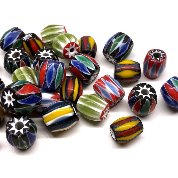 20pcs 10mm Assorted Chevron Beads Glass Trade Beads Handmade Lampwork Trade Beads