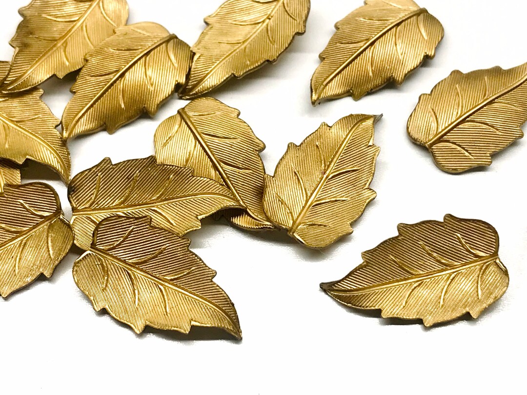 Vintage Brass Metal Leaf Stampings Findings 10pcs Etsy