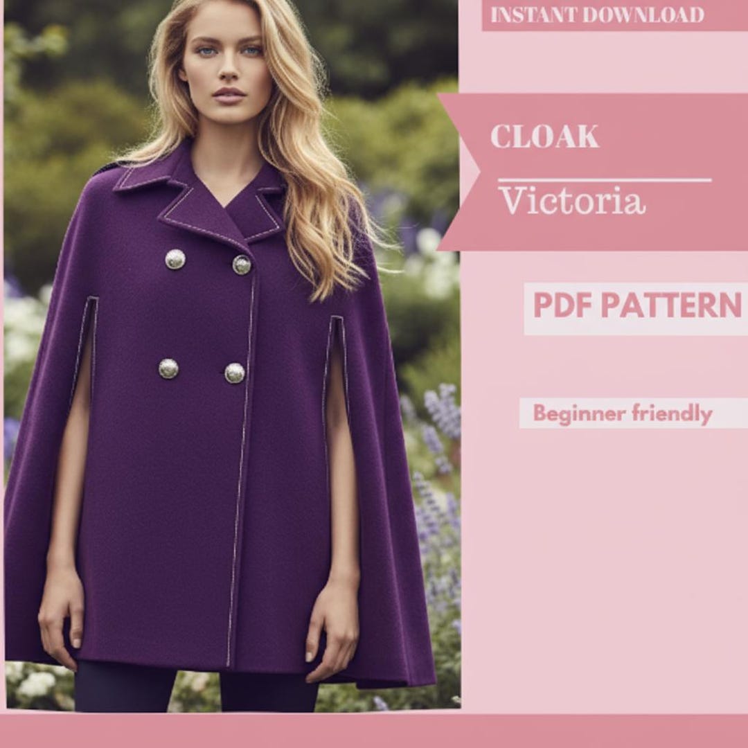 Victoria Cloak Sewing Pattern – Elegant Double Breasted Cape PDF ...