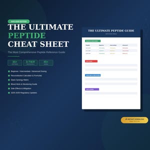 Peptide Cheat Sheet 2025-2026 | Dosing, Reconstitution, Protocols (Digital Download)