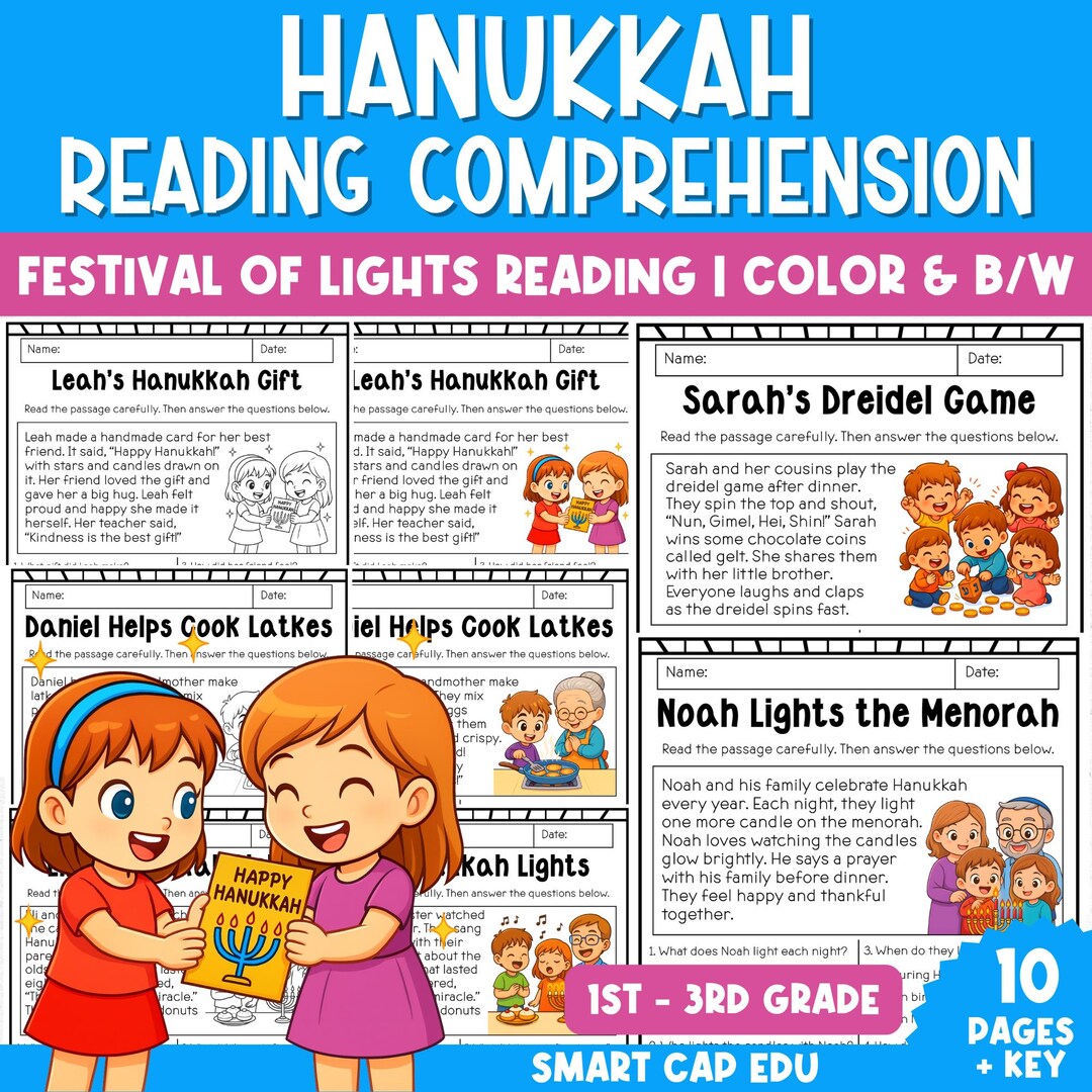 Hanukkah Reading Comprehension Worksheets | What is Hanukkah? | Grades ...