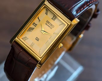 Vintage Seiko Dolce Gold Plated 30 Microns 5931 5400 Yellow Dial