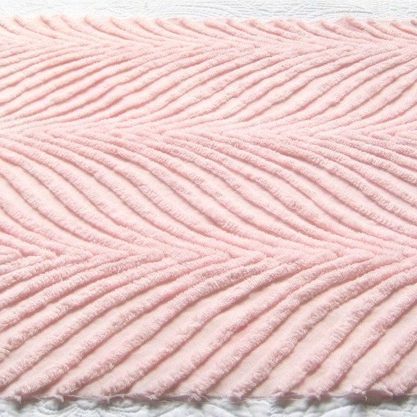 Super Plush and Wavy Pale Pink Blush Vintage Chenille Bedspread Fabric 20" x 25"