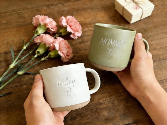 Custom Engraved Ceramic Coffee Mug Personalized Gift for Mom Mother's Day Present, Unique Text Cup Keepsake Gift for Her Holiday, Custom Mug