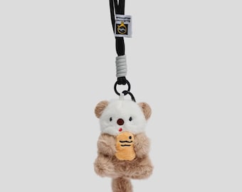 Gehäkelte Brot Otter Schlüsselanhänger, Amigurumi Foodie Tier Taschenanhänger, Kawaii Seeotter Rucksack Anhänger, Autospiegel hängend, Geschenk für Sie