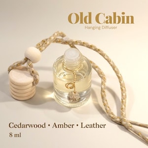 Old Cabin Hanging Car Diffuser | Cedarwood Amber Leather | Luxury Car Freshener 8 ml