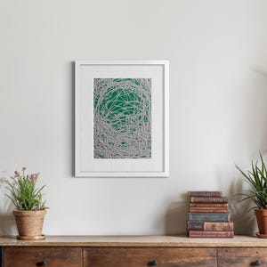 Original Art Abstract Green Acrylic Painting on Stretched Canvas "Green Silly String"