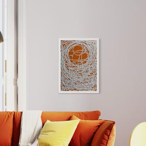 Original Art Abstract Orange Acrylic Painting on Stretched Canvas "Orange Silly String"