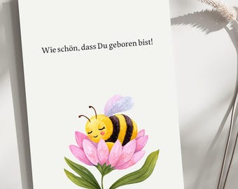 Karte zur Geburt: Babykarte, Grußkarte, Geschenk zur Geburt, Neugeborenes, Baby, Familie, Zuwachs, mit Briefumschlag