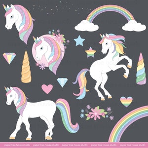 Rainbow Unicorn Clip Art Set. Unicorn Clipart. Unicorn PDF. Rainbow Clip Art. Unicorn Birthday. Unicorn Digital Download. Unicorn PNG. ID278 image 2