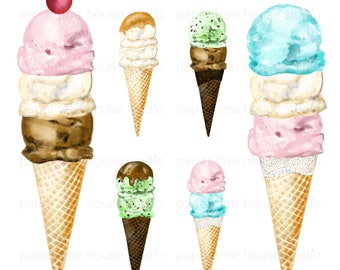 Ice Cream Clip Art. Watercolor Clip Art. Watercolor Ice Cream Illustrations. Ice Cream Party Clipart. Ice Cream Shop. Ice Cream SVG. 301