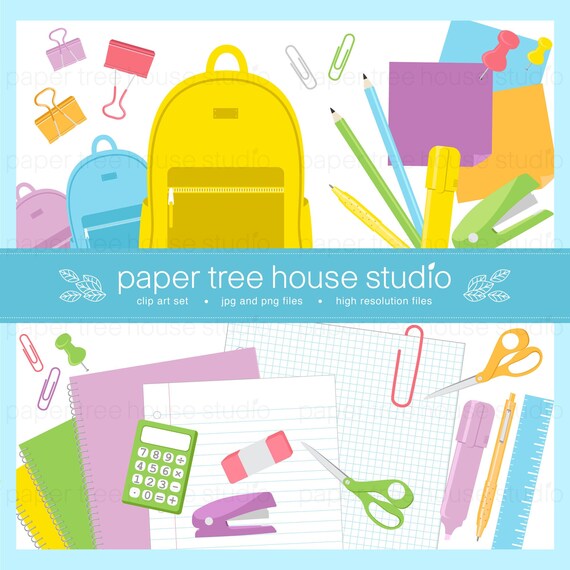 School Supplies Back To School Clip Art Set Clip Art Etsy