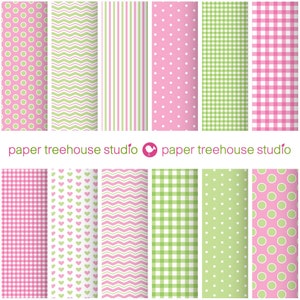 Digitales Papier in Pink und Grün. Rosa Vichykaro Download. Herz Digitales Papier. Grüner Vichykaro Hintergrund. Rosa gepunktetes Papier. Grün gestreift PNG.