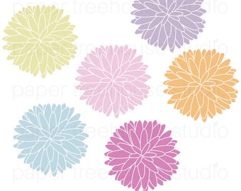 Flower Clip Art. Floral Clip Art. Dahlia Flower. Flower Bouquet Clipart. Wedding Clip Art. Bridal Shower Clipart. Flower PNG. Easter PNG.