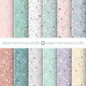 Papier numérique pastel terrazzo. Texture Terrazzo. Motif terrazzo sans couture. Fond de terrazzo. Motif de carreaux de pierre. Motif Aquarelle.