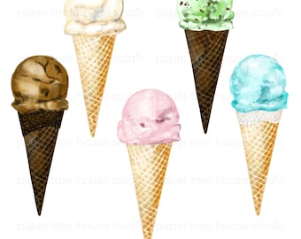 Ice Cream Clip Art. Watercolor Clip Art. Watercolor Ice Cream Illustrations. Ice Cream Party Clipart. Ice Cream Shop. Clip Art Set. SVG. 300