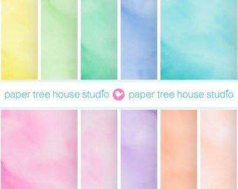 Watercolor Digital Papers. Painted Paper Download. Hand Painted Paper. Pastel Scrapbook Paper. Watercolor Background. Painted Paper Download