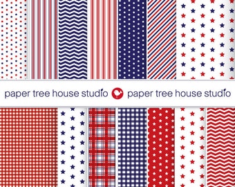 Red White Blue Digital Paper. 4th of July Digital Paper. 4th of July Background. Independence Day Download. Stars and Stripes Paper. PNG.