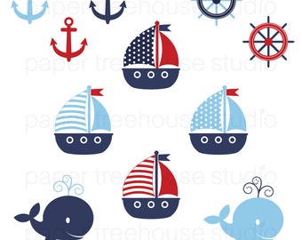 Sailboat Clip Art. Sailboat Clipart. Whale Clipart. Sailboat Scrapbook.Nautical Clipart. Anchor Clipart. Red Sailboat PNG. Ocean Clip Art.