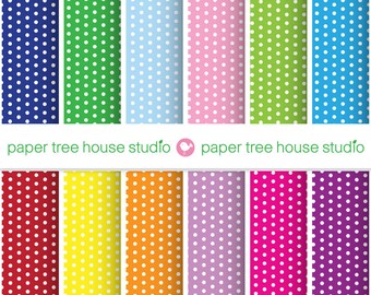 Multicolor Digital Paper Set. Polka Dot Paper Pack. Digital Paper Pack. Polka Dot Background. Blog Background. Birthday Scrapbook Paper.