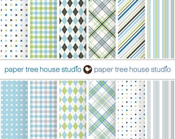 Blue Digital Paper. Green Digital Paper. Argyle Paper. Boy Digital Paper. Gingham Digital Paper. Striped Scrapbook Paper. Plaid Paper.