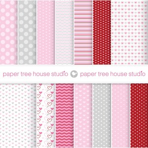 Valentine Digital Papers. Valentine Scrapbook Paper. Valentine Digital Download. Pink Paper Pack. Heart Digital Paper. Valentine Background.