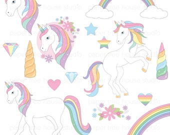 Rainbow Unicorn Clip Art Set. Unicorn Clipart. Unicorn PDF. Rainbow Clip Art. Unicorn Birthday. Unicorn Digital Download. Unicorn PNG. ID278