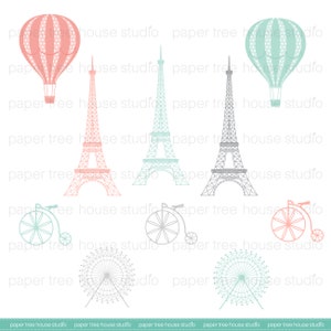 Paris Clip Art and Paper Bundle. Digital Download. Travel Clip Art. Paris Clip Art. Eiffel Tower Clipart. Paris Digital Paper. Paris PNG. image 2