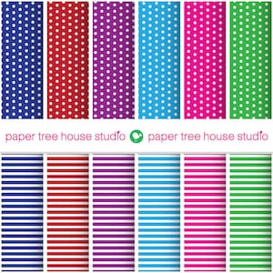 Multicolor Digital Paper Set. Polka Dot Paper Pack. Stripe Paper Pack. Digital Paper Pack. Polka Dot Background. Stripe Background.