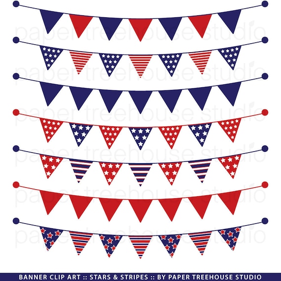 Red White And Blue Banner Banner Clip Art Stars And Stripes Etsy